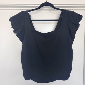 New Express Black Eyelet Sleeve Top